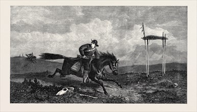 THE AMERICAN PONY EXPRESS, EN ROUTE FROM THE MISSOURI RIVER TO SAN FRANCISCO, FROM A DRAWING BY G.H