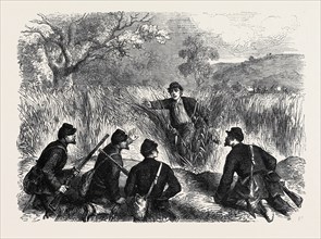 THE WAR IN AMERICA: A CONFEDERATE DESERTER COMING INTO THE FEDERAL LINES AT MUNSON'S HILL