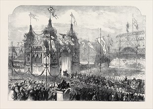 STATE ENTRY INTO BERLIN: THE KING PASSING UNDER THE TRIUMPHAL ARCH IN THE ALEXANDER PLATZ, THE
