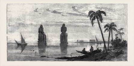 COLOSSAL STATUES IN THE PLAIN OF THEBES DURING THE INUNDATION, INUNDATION OF THE NILE
