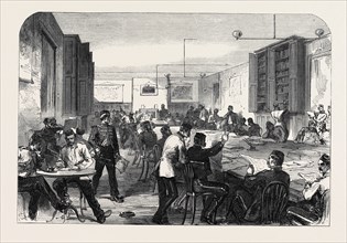 THE CAMP AT ALDERSHOTT: SOLDIERS' READING ROOM, 1868