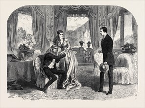 SCENE FROM "A HERO OF ROMANCE," AT THE HAYMARKET THEATRE, 1868