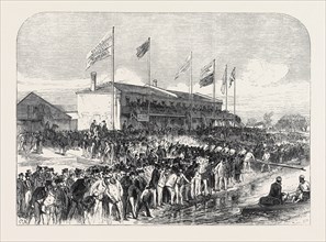 BOATHOUSE AT PUTNEY: THE CAMBRIDGE CREW GOING OUT FOR PRACTICE, 1868