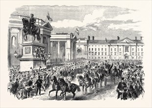 VISIT OF THE PRINCE AND PRINCESS OF WALES TO IRELAND: THE ROYAL PROCESSION PASSING COLLEGE GREEN,
