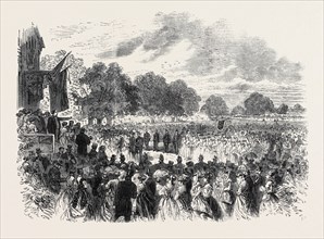 MR. DISRAELI OPENING THE INDUSTRIAL EXHIBITION AT HALTON, BUCKINGHAMSHIRE, 1868