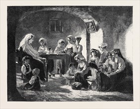 "A GIRLS' SCHOOL IN THE ABRUZZI MOUNTAINS," BY BARFF TUCKER, IN THE LIVERPOOL ACADEMY EXHIBITION