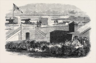 FORT MOULTRIE, IN CHARLESTON HARBOUR, SOUTH CAROLINA: THE SECESSION FLAG FLYING, 1861