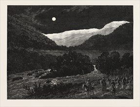 THE SOUTH AMERICAN WAR: CHILIAN CAVALRY CROSSING THE PASS OF USAPALTA, IN THE CORDILLERAS.