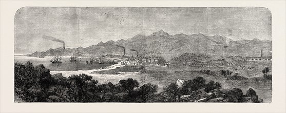 GREECE: GENERAL VIEW OF THE TOWN AND FORT OF LAURRIUM, IN THE SILVER MINING REGION