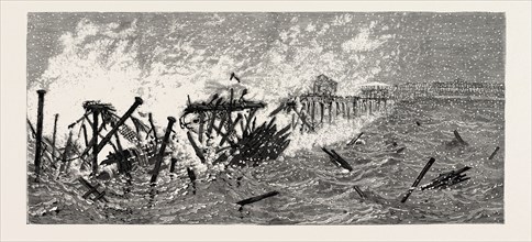 NEW JERSEY: THREATENED DESTRUCTION OF THE IRON PIER AT LONG BRANCH DURING THE STORM OF DECEMBER