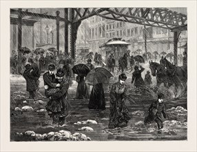 NEW YORK: AN INCIDENT OF SHOPPING DAY DURING THE THAW, AT CANAL STREET AND WEST BROADWAY