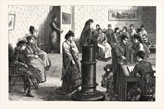 NEW YORK: THE WAITING ROOM IN THE BUILDING OF THE WORKINGWOMAN'S PROTECTIVE UNION