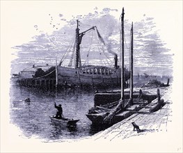 Cargo boats shipping wood at Sandusky, United States of America