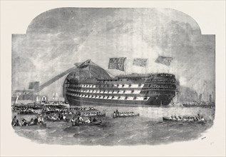 "THE MARLBOROUGH," IMMEDIATELY AFTER THE LAUNCH, AT PORTSMOUTH