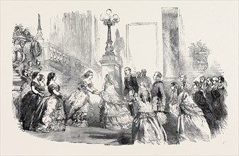 THE QUEEN'S VISIT TO PARIS: RECEPTION OF HER MAJESTY AT THE FOOT OF THE GRAND STAIRCASE, PALACE OF