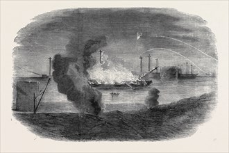 BURNING OF "THE SANTA MARIA" FRIGATE IN SEBASTOPOL HARBOUR, SKETCHED BY E.A. GOODALL