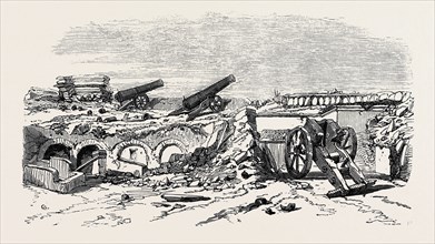 INTERIOR OF FORT KINBURN, OCTOBER 18, SHOWING THE EFFECTS OF TWO HOURS' BOMBARDMENT