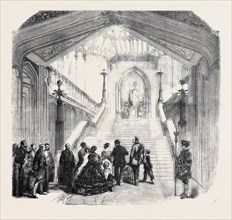 ARRIVAL OF THE KING OF SARDINIA AT WINDSOR CASTLE, THE GRAND STAIRCASE