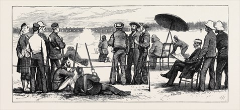 WIMBLEDON CAMP, SHOOTING FOR THE ARMY AND NAVY CHALLENGE CUP, JULY 25, 1874