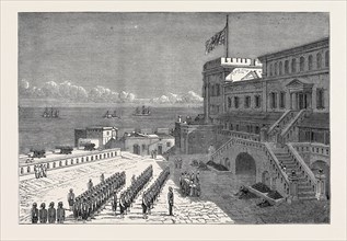 CAPE COAST CASTLE, THE USUAL WEEKLY PARADE OF H.M. 1ST WEST INDIA REGIMENT SINCE THE CAMPAIGN;