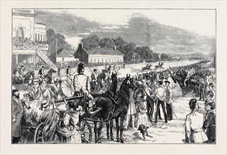 CAMP LIFE AT THE CURRAGH: THE IRISH DERBY, THE PREPARATORY GALLOP, AUGUST 1, 1874
