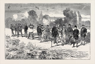 THE VISIT OF THE PRINCE OF WALES TO FRANCE: THE PRINCE SHOOTING AT ESCLIMONT WITH THE DUC DE