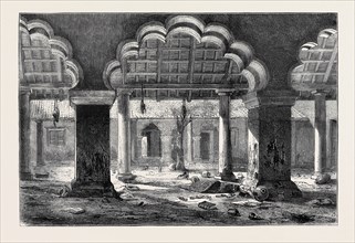 THE REPORTED CAPTURE OF NANA SAHIB, VIEW OF THE COURT AT CAWNPORE WHERE THE MASSACRE TOOK PLACE,
