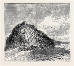 SKETCHES IN THE LIPARI ISLANDS: FARAGLEONE, ALUM ROCK OF VULCANO, WITH GROTTO DWELLINGS OF THE