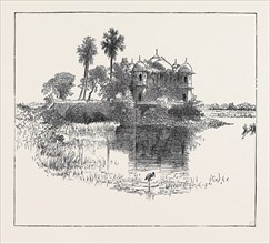 SKETCHES OF ANCIENT BUILDINGS AT DACCA, BENGAL: RUINS OF THE SATH MUSJID OR SEVEN-DOMED TEMPLE