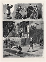 ROUND THE WORLD YACHTING IN THE "CEYLON", JAPAN: 1. Fencing: "Uno" versus Sword; 2. A Street of