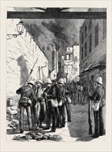 THE BURNING OF ALEXANDRIA: BRITISH MARINES ARRESTING ARAB LOOTERS AT THE CUSTOM HOUSE GATE, EGYPT