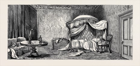 THE WAR IN EGYPT: THE OCCUPATION OF ALEXANDRIA: ARABI PASHA'S BEDROOM IN THE ARSENAL, NOW OCCUPIED