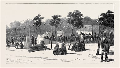 THE WAR IN EGYPT: CAMP OF THE THIRTEENTH BENGAL LANCERS BESIDE THE QUAY MEHEMET ALI, ISMAILIA