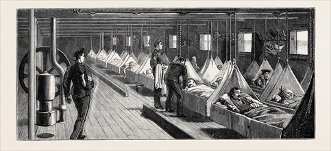 THE WAR IN EGYPT: BRINGING HOME THE SICK AND WOUNDED ON BOARD H.M.S. "EUPHRATES"