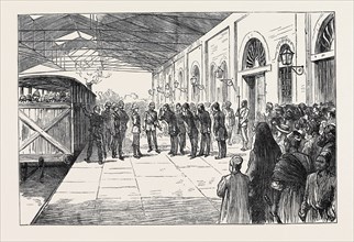 THE WAR IN EGYPT: ARRIVAL OF SIR GARNET WOLSELY AT CAIRO RAILWAY STATION, SEPTEMBER 15