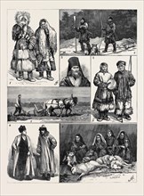 SOME NATIONAL TYPES IN WESTERN SIBERIA: 1. Yurak Samoyede Man and Woman; 2. Russian Peasant Exiles