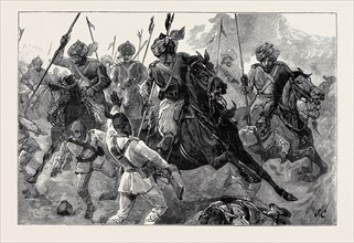 WITH THE INDIAN CONTINGENT IN EGYPT: BENGAL LANCERS PURSUING THE FLYING ENEMY AFTER THE BATTLE OF