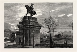 STATUE OF FRANCIS I. OF FRANCE, TEMPORARILY PLACED IN POSITION ON BLACKFRIARS BRIDGE, LONDON, UK