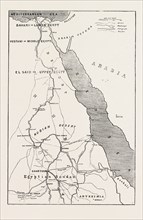 THE REBELLION IN THE SOUDAN (SUDAN): MAP SHOWING UPPER EGYPT AND THE SEAT OF THE REVOLT, THE ROUTES