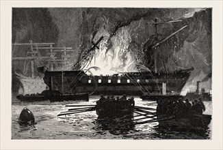 THE BURNING OF THE ROMAN CATHOLIC REFORMATORY SHIP "CLARENCE" ON THE MERSEY