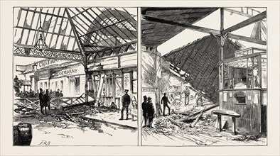 THE DISASTROUS EXPLOSION AT VICTORIA STATION, LONDON: EXTERIOR VIEW, SHOWING THE DAMAGE TO THE