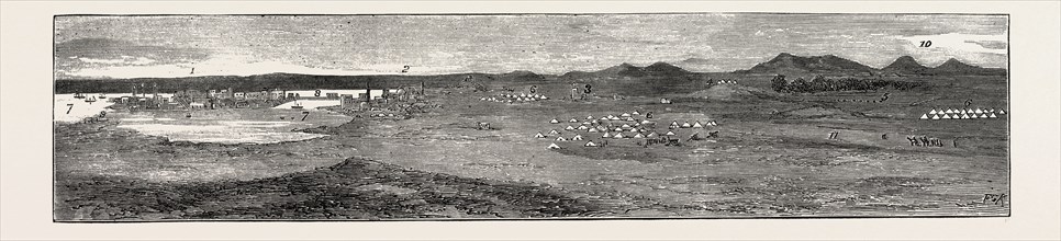 THE REBELLION IN THE SOUDAN (SUDAN): GENERAL VIEW OF SUAKIM WITH ITS FORTIFICATIONS; 1. Island of