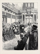 HOLY THURSDAY: DISTRIBUTION OF MAUNDAY CHARITY AT WHITEHALL: BRINGING IN THE SALVER WITH THE ROYAL