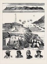 ST. HELENA: 1. View of the Island from the Sea; 2. View from Ladder Hill of the Anchorage, Signal