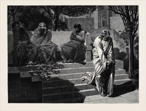 "THE GARDEN OF GETHSEMANE" FROM THE PICTURE BY JOHN S. CUTHBERT; "And He came and found them asleep