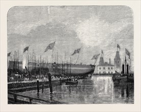 LAUNCH OF THE "FETHI BULEND" AT BLACKWALL, 1870