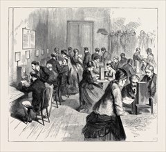 TELEGRAPH INSTRUCTION AT THE GENERAL POST OFFICE BUILDING IN ST. MARTIN'S-LE-GRAND, 1870