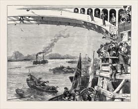 THE OXFORD AND CAMBRIDGE BOAT RACE: AT BARNES BRIDGE, 1870