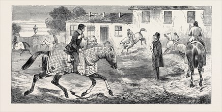 THE TRAINING OF A RACEHORSE: EXERCISING ON THE STRAW BED DURING A FROST, 1870