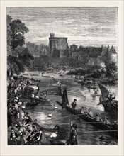 SPEECH DAY AT ETON, THE PROCESSION OF EIGHTS ON THE RIVER, 1870